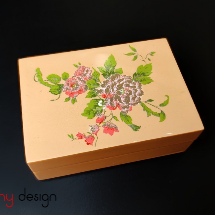 Rectangle lacquer business card box with rose pattern 10*7*H4 cm